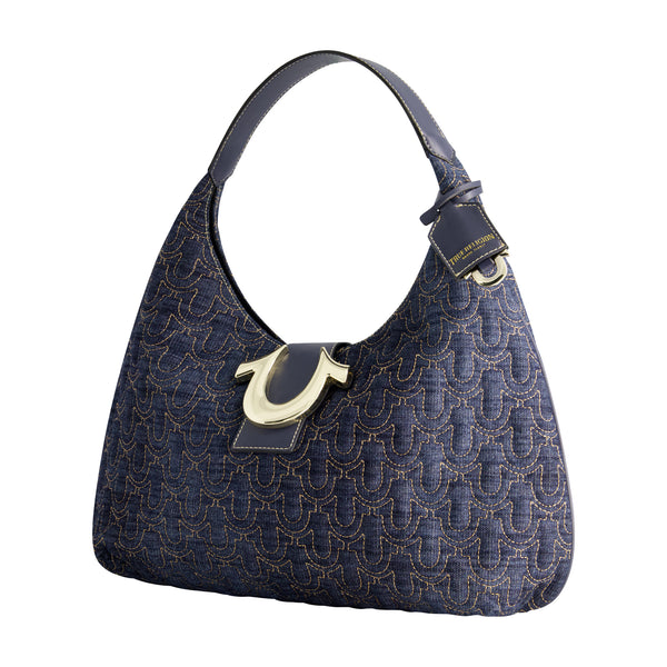 Concept One True Religion Quilted Horseshoe Large Denim Hobo