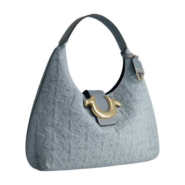 Concept One True Religion Quilted Horseshoe Large Denim Hobo