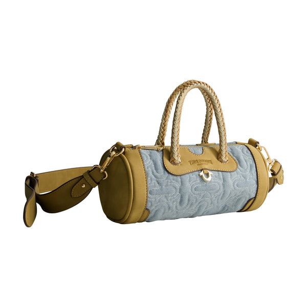 Concept One True Religion Quilted Horseshoe Mini Duffel Crossbody Bag DENIM