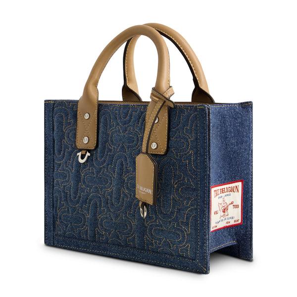 Concept One True Religion Quilted Horseshoe Modern Tote Dark Denim