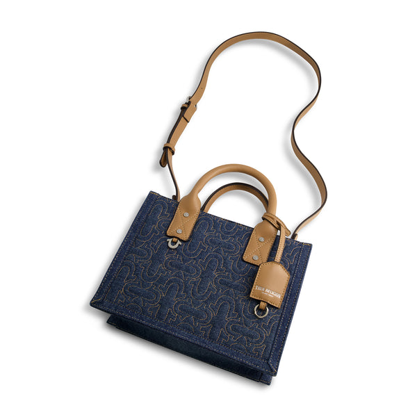 Concept One True Religion Quilted Horseshoe Modern Tote Dark Denim