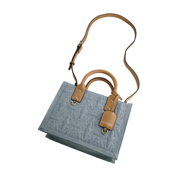 Concept One True Religion Quilted Horseshoe Modern Tote Light Blue