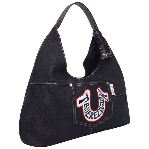Concept One True Religion Retro Logo Denim Hobo Bag