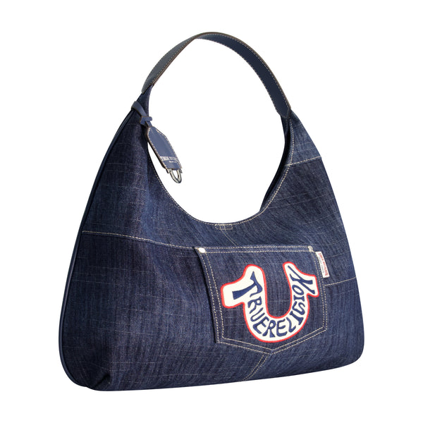 Concept One True Religion Retro Logo Denim Hobo Bag