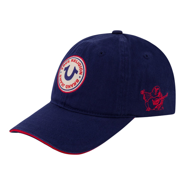 concept one True Religion Round Woven Patch Dad Cap With Cotton Twill Navy