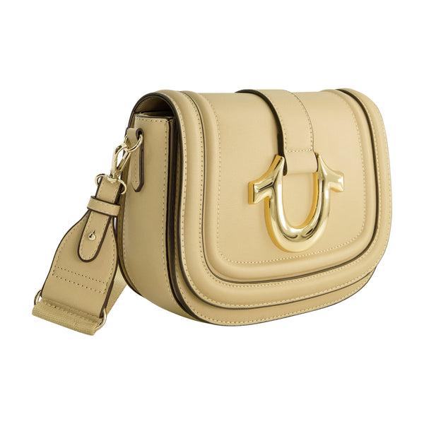 Concept One True Religion Saddle Bag With Gold Hardware CAMEL