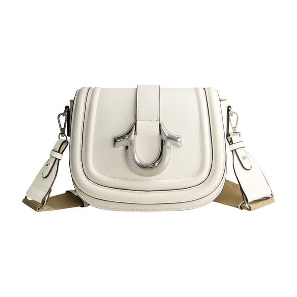 concept one True Religion Saddle Bag with Gold Hardware WHITE