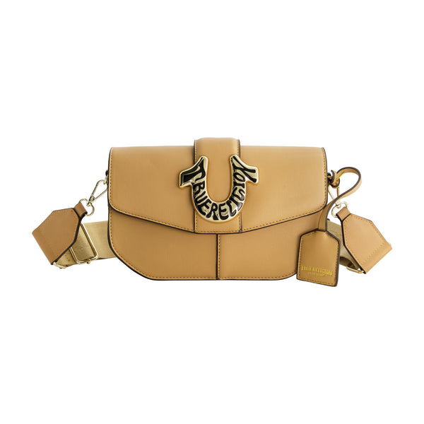 concept one True Religion Shoulder Bag with Signature Logo Accent CAMEL