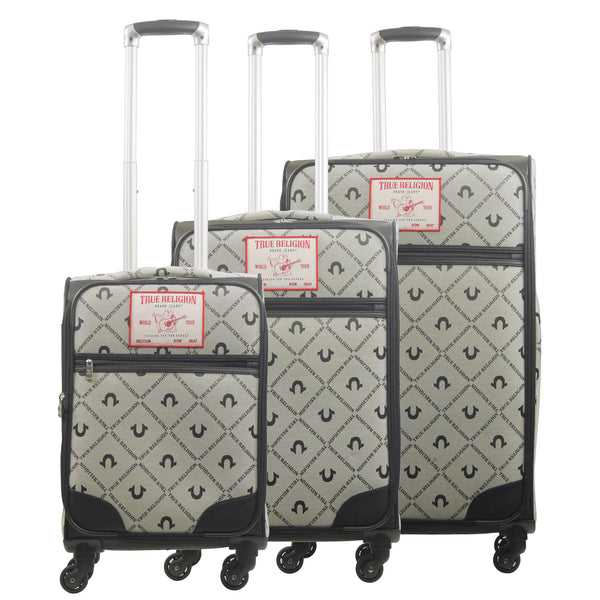 Concept One True Religion Soft Sided 3 Pc Spinner Luggage Set BLACK
