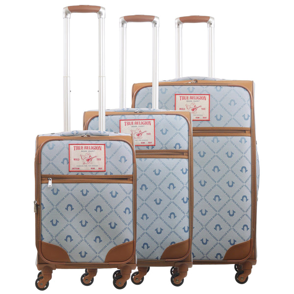 Concept One True Religion Soft Sided 3 Pc Spinner Luggage Set DENIM