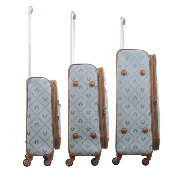 Concept One True Religion Soft Sided 3 Pc Spinner Luggage Set DENIM