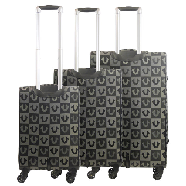 Concept One True Religion Soft Sided 3 Pc Spinner Luggage Set BLACK