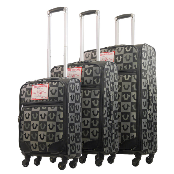 concept one True Religion Soft Sided 3 pc spinner Luggage Set BLACK