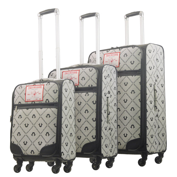 concept one True Religion Soft Sided 3 pc spinner Luggage Set BLACK