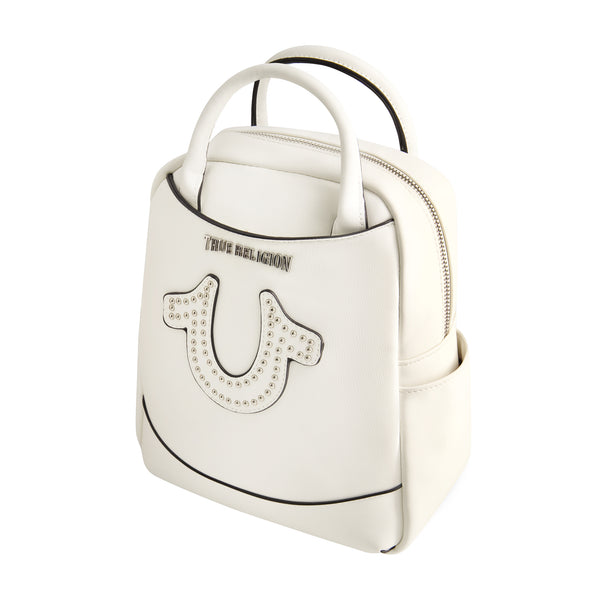 Concept One True Religion Studded Horseshoe Mini Backpack White