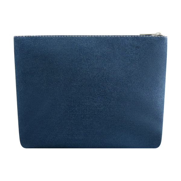 Concept One True Religion Trapazoid Zip Cosmetic Bag With Exterior Zip Pocket DENIM