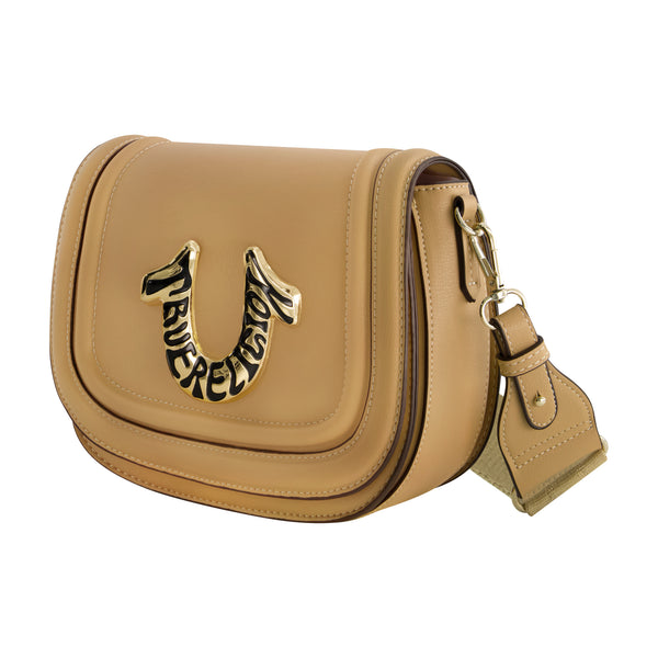 Concept One True Religion Women's Crossbody Bag With Branded Logo Detail CAMEL