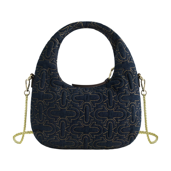 Concept One True Religion Women's Quilted Denim Hobo Bag With Gold Detailing DENIM