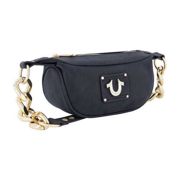 Concept One True Religion Women's Suede Chain Hobo Bag Black