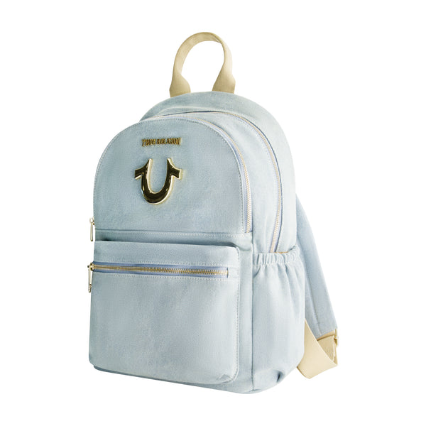 Concept One True Religion Zip Pocket Denim Horseshoe Backpack