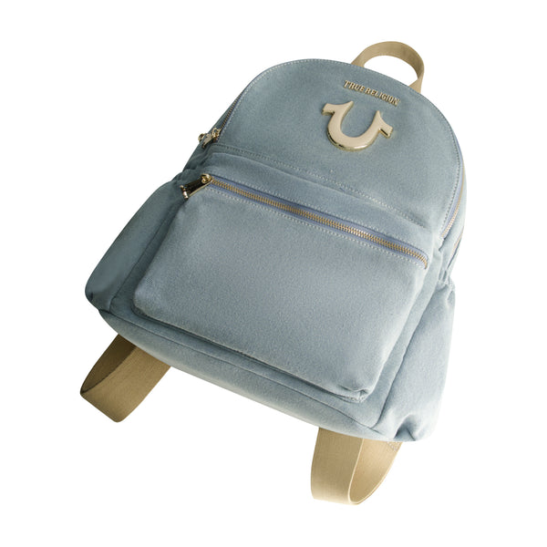Concept One True Religion Zip Pocket Denim Horseshoe Backpack