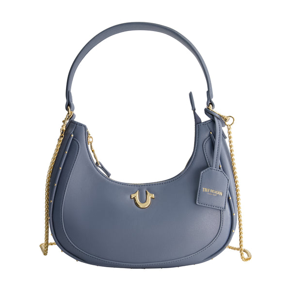 concept one True Religion Zip Top Crescent Hobo Bag BLUE