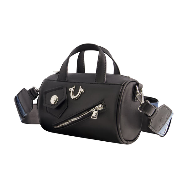 Concept One True Religion Zip Top Mini Duffle Handbag Black