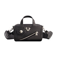 concept one True Religion Zip Top Mini Duffle Handbag Black