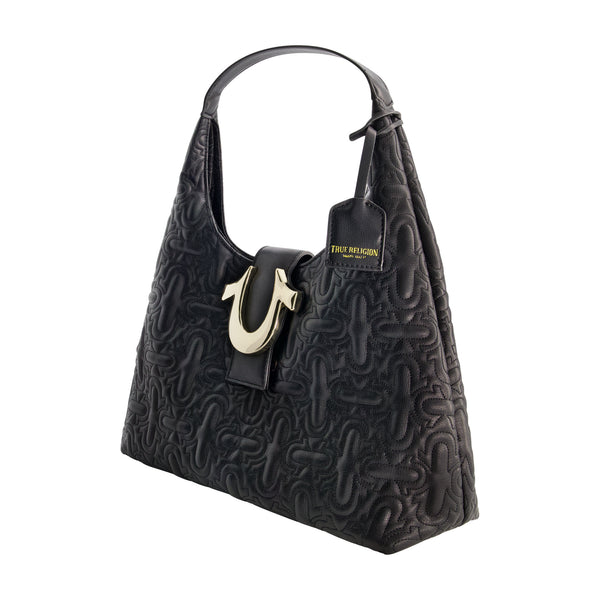 Concept One True Religions Quilted Horseshoe Medium Hobo BLACK