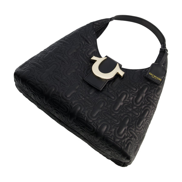 Concept One True Religions Quilted Horseshoe Medium Hobo BLACK