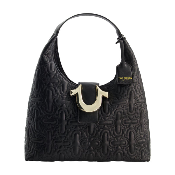 concept one True Religions Quilted Horseshoe Medium Hobo BLACK