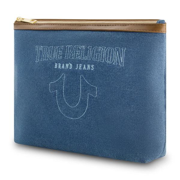 Concept One True Religions Trapazoid Zip Cosmetic Bag DENIM