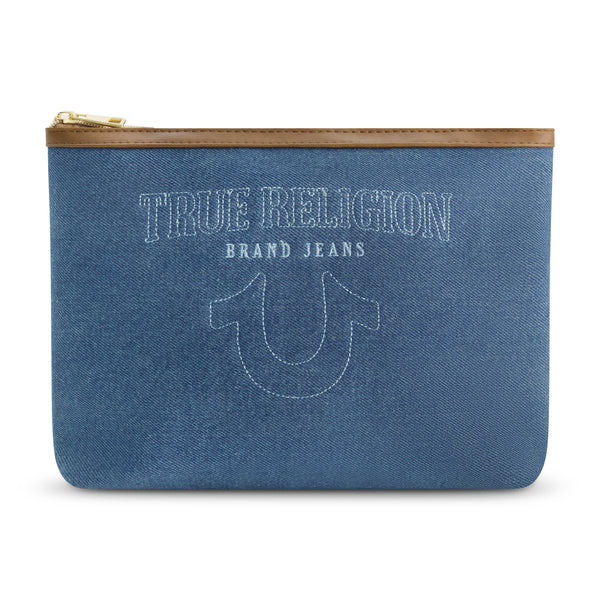 concept one True Religions Trapazoid zip cosmetic bag DENIM