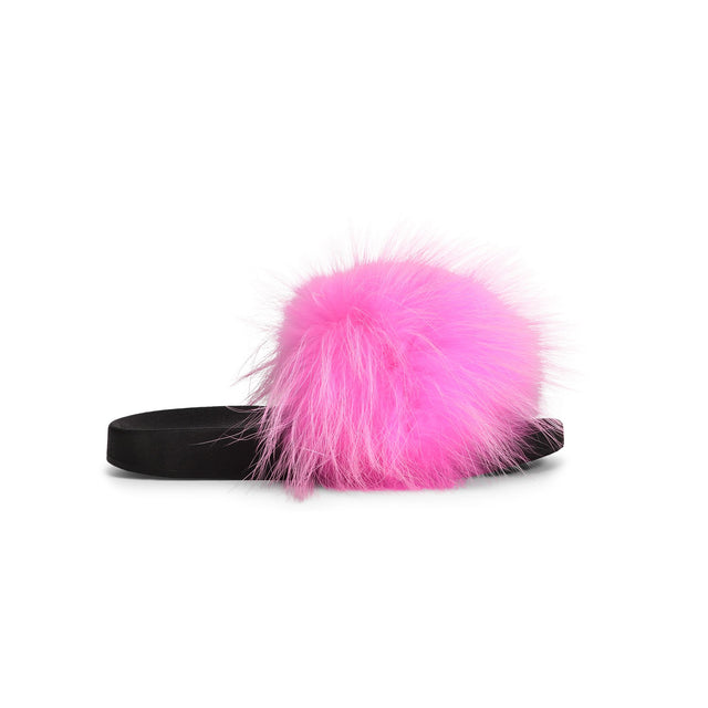 Confetti Confetti Neon Fox Fur Slides Limited Addition