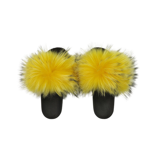 Confetti Confetti Neon Fox Fur Slides Limited Addition