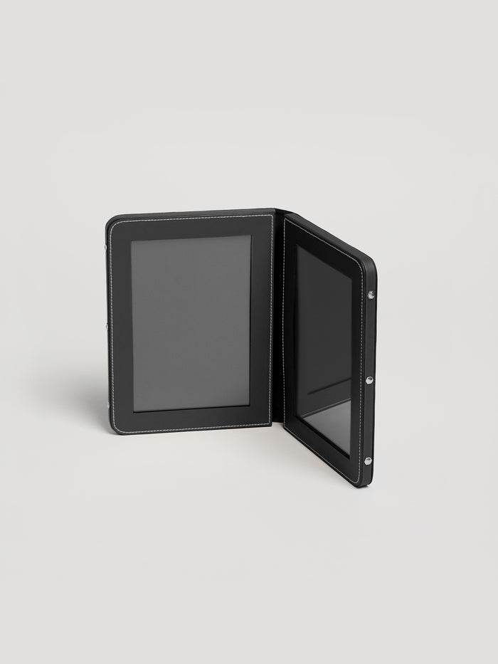 connolly Black Leather Double Photo Frame