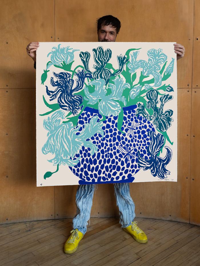 Connolly Blue Cut Flowers: Triptych Screen Print