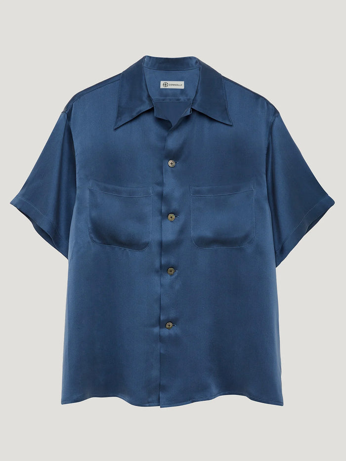 connolly Blue Short Sleeve Silk Shirt