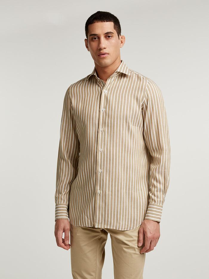 connolly Brown Stripe Cotton Shirt
