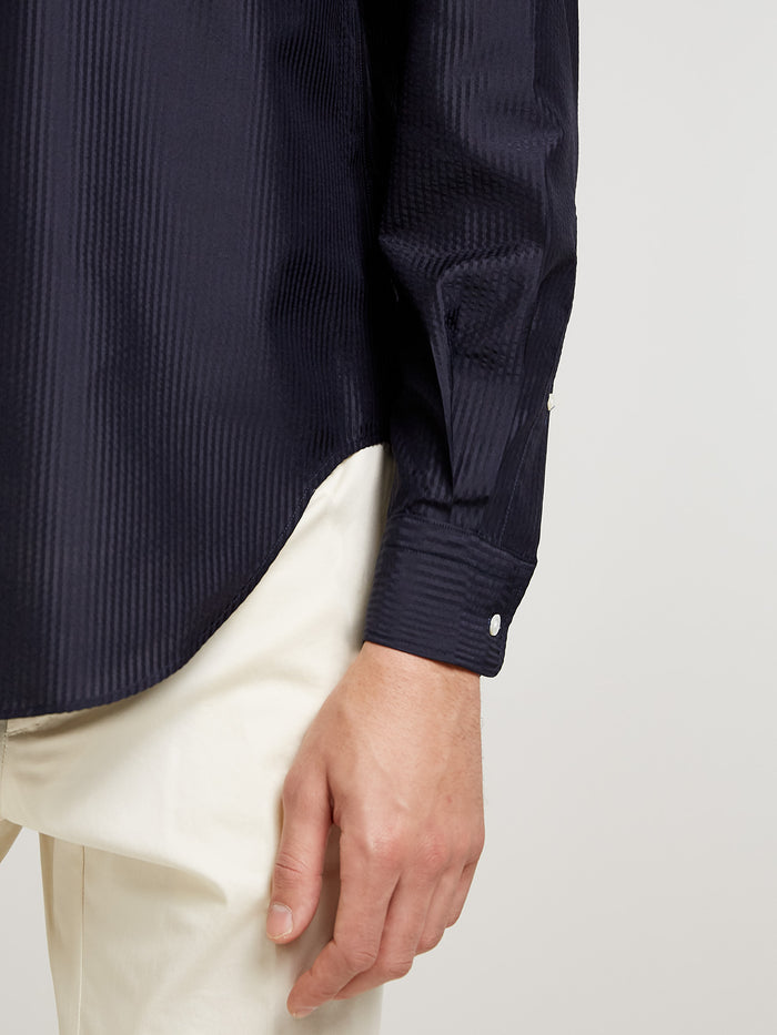 Connolly Dark Navy Silk Seersucker Shirt