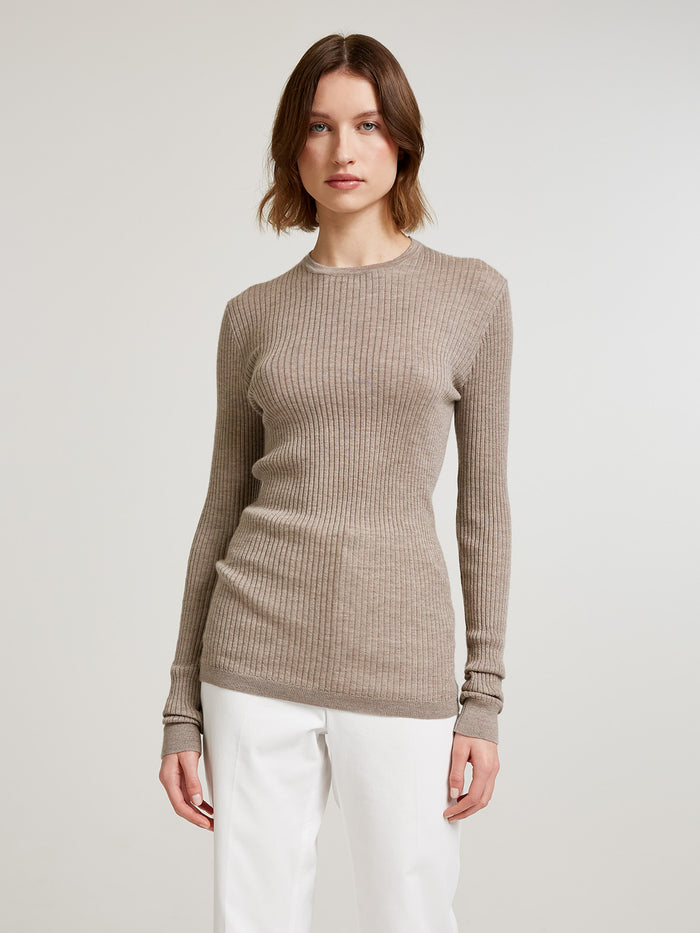 connolly Light Grey Skinny Rib Crew