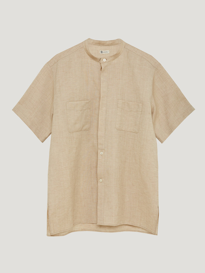 Connolly Natural Collarless Short Sleeve Shirt