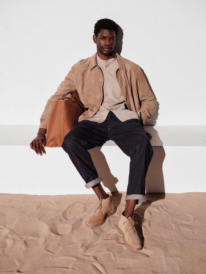 connolly Natural Collarless Short Sleeve Shirt