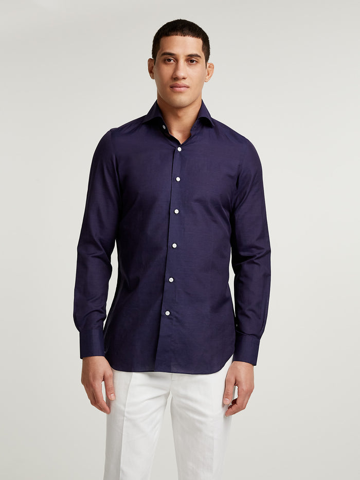 connolly Navy Linen Cotton Shirt