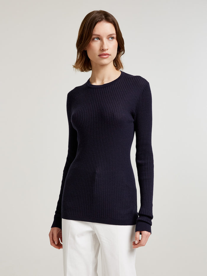 Connolly Navy Skinny Rib Crew