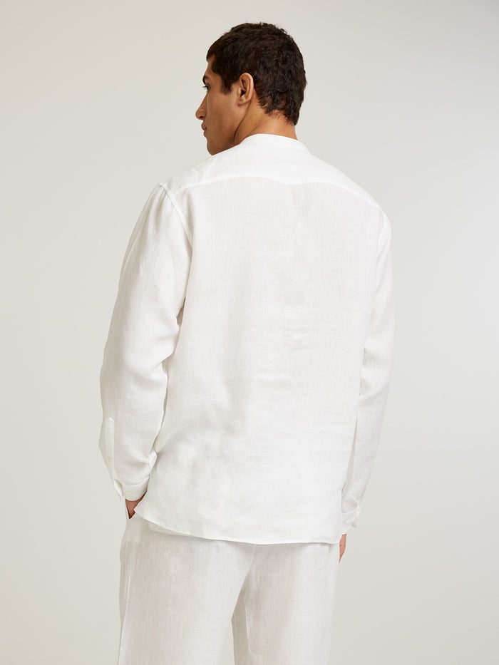 connolly White Collarless Long Sleeve Shirt