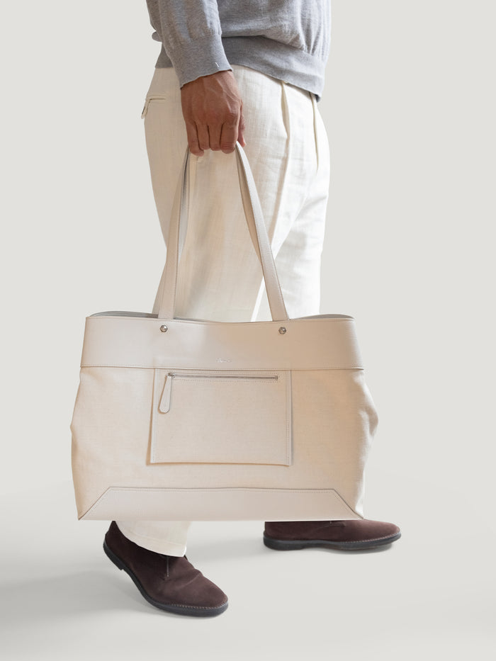 Connolly White Pocket Tote