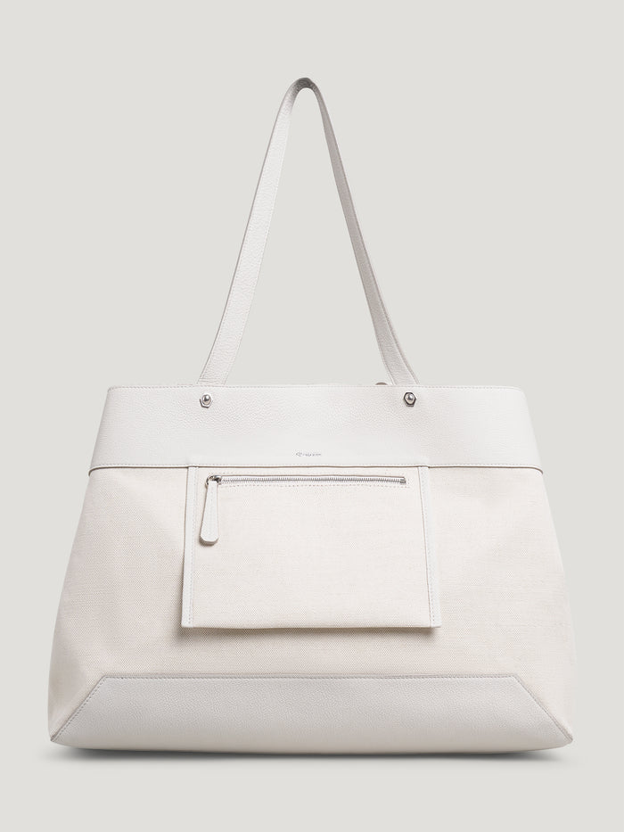 connolly White Pocket Tote