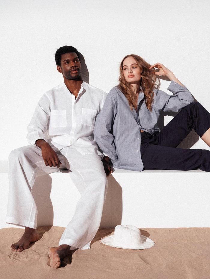 Connolly White Wide Leg Linen Trousers