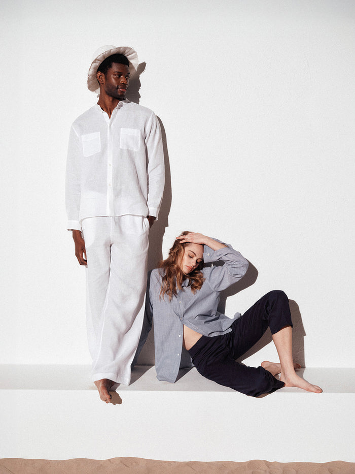 connolly White Wide Leg Linen Trousers